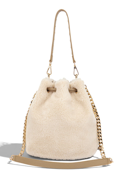 LA CARRIE - Borsa A Tracolla TEDDY ECO FUR Avorio