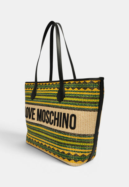 LOVE MOSCHINO - Shopping Bag In Raffia Multicolor