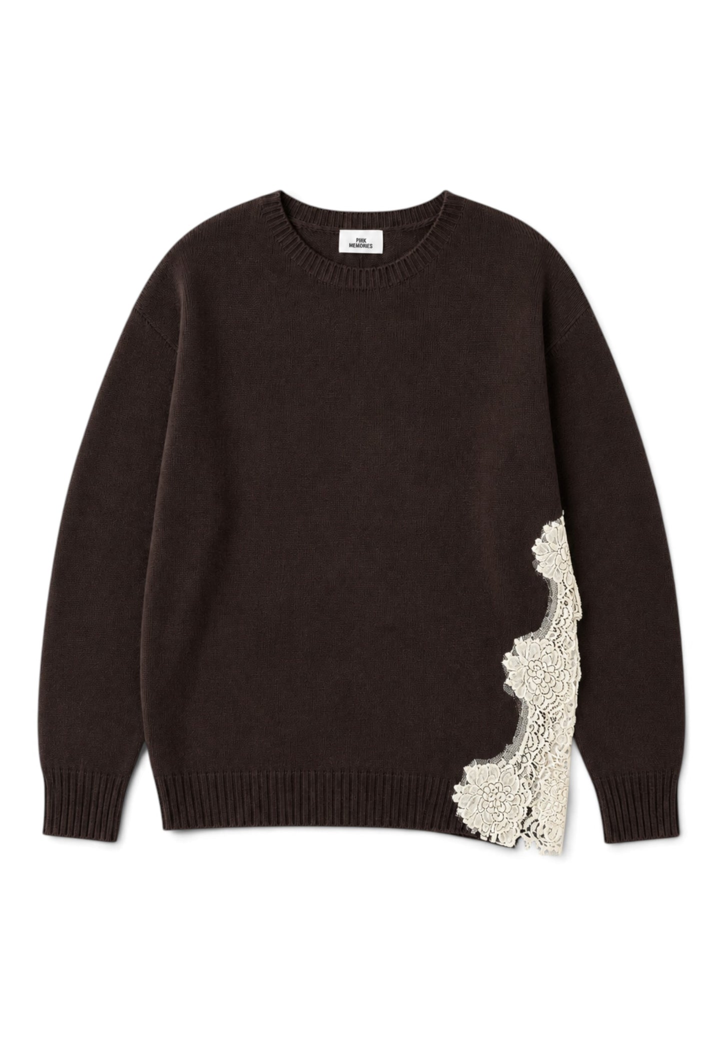 PINK MEMORIES - Maglione Girocollo Con Pizzo Marrone