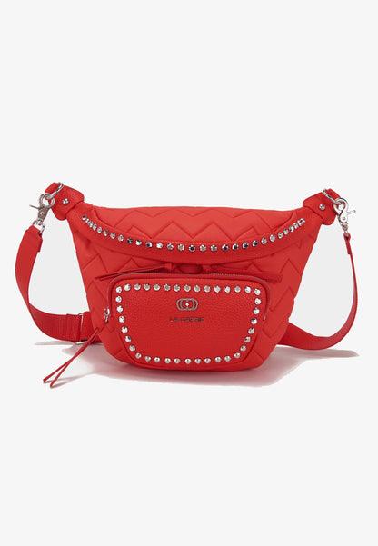 LA CARRIE - Marsupio Nylon Borchie Corallo