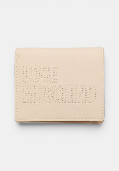 LOVE MOSCHINO - Portafoglio Bifold Signature Avorio