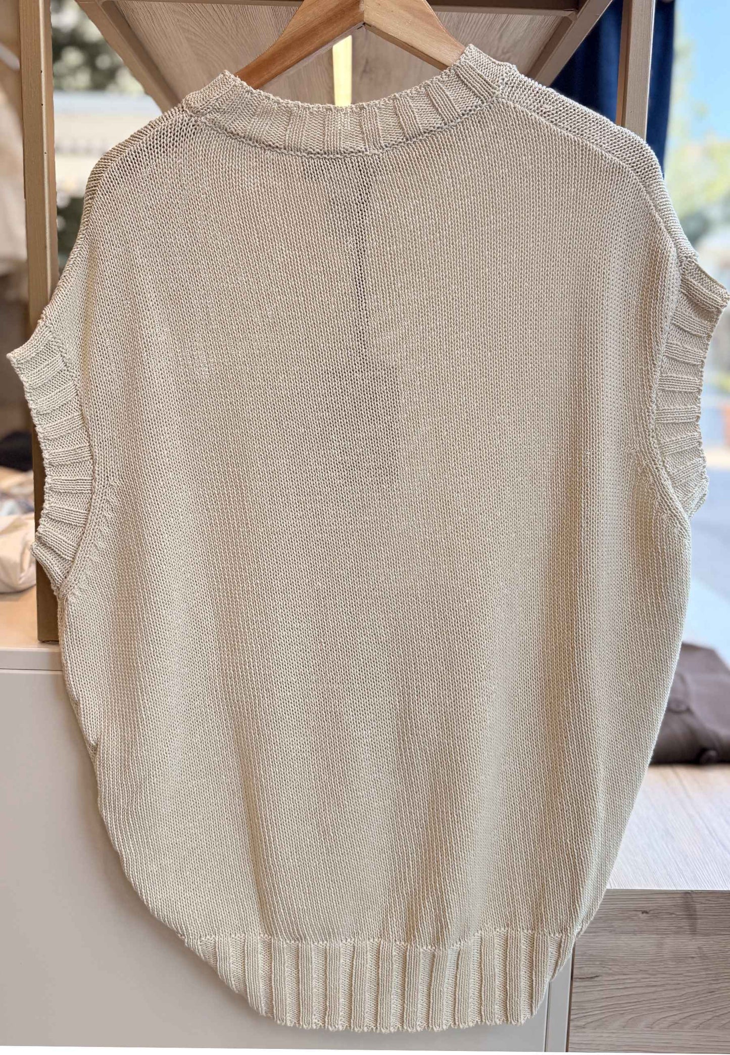 MARYLEY - Gilet In Maglia Con Pizzo Crema