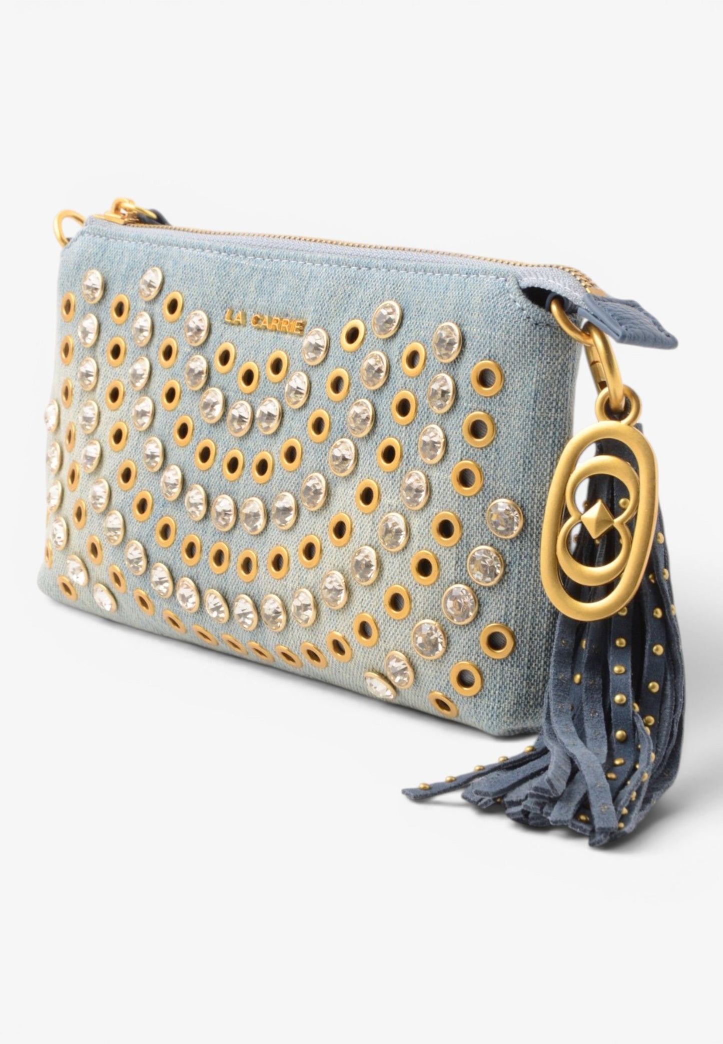 LA CARRIE - Portafoglio Pochette Strass Andromeda CANVAS Jeans