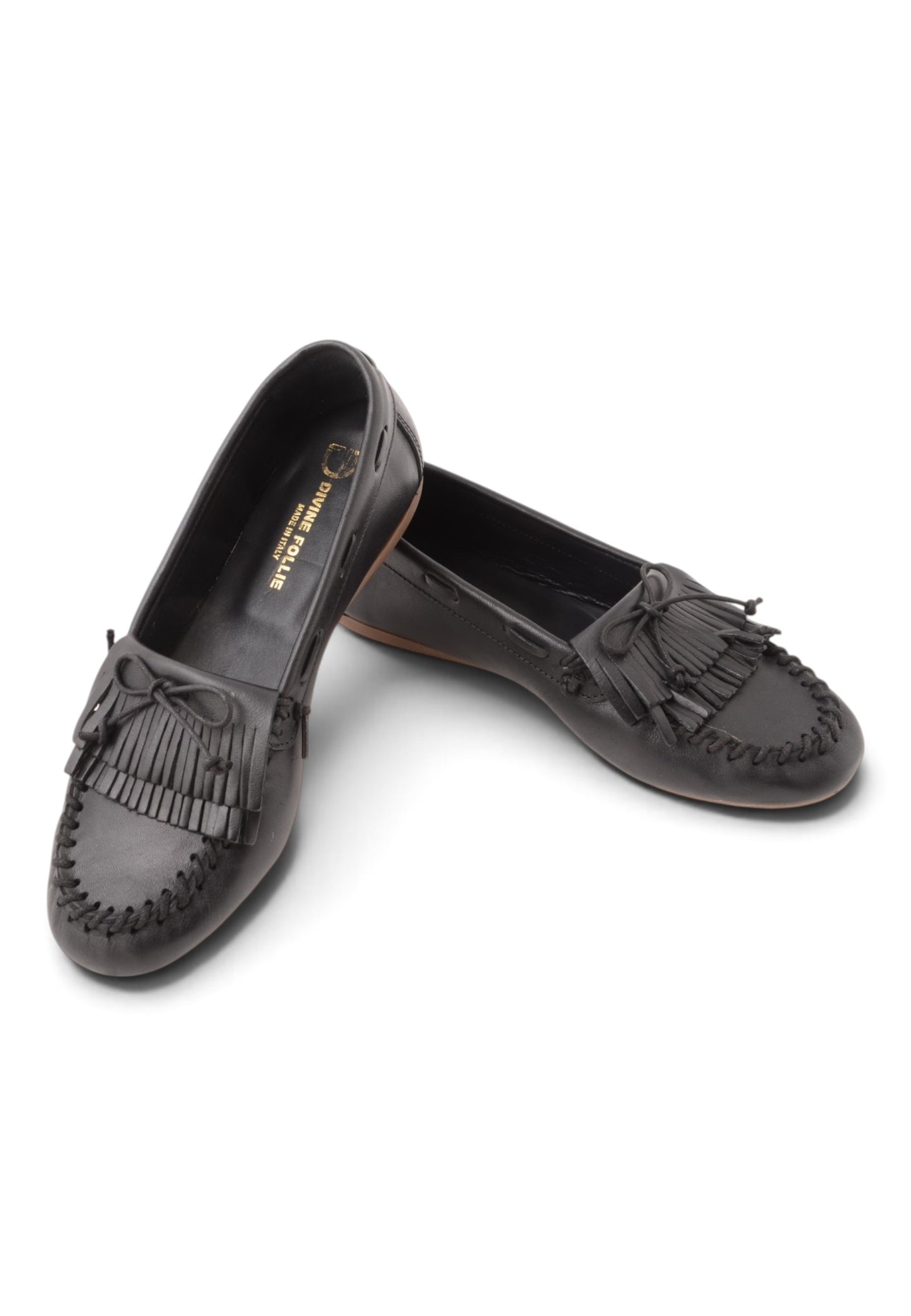 DIVINE FOLLIE - Mocassino Con Frangia e Laccetto Nero