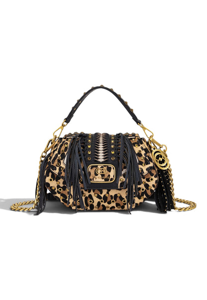 LA CARRIE - Borsa a Mano Jungle Animalier con frange