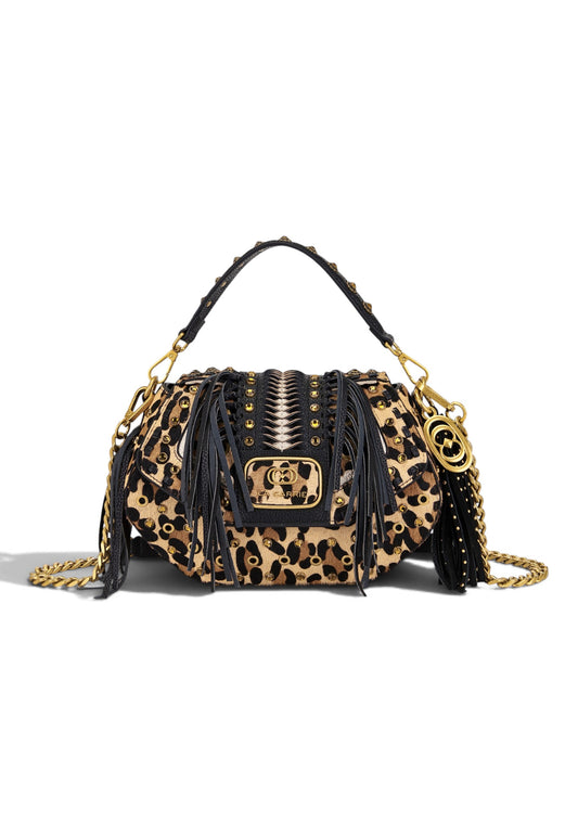 LA CARRIE - Borsa a Mano Jungle Animalier con frange