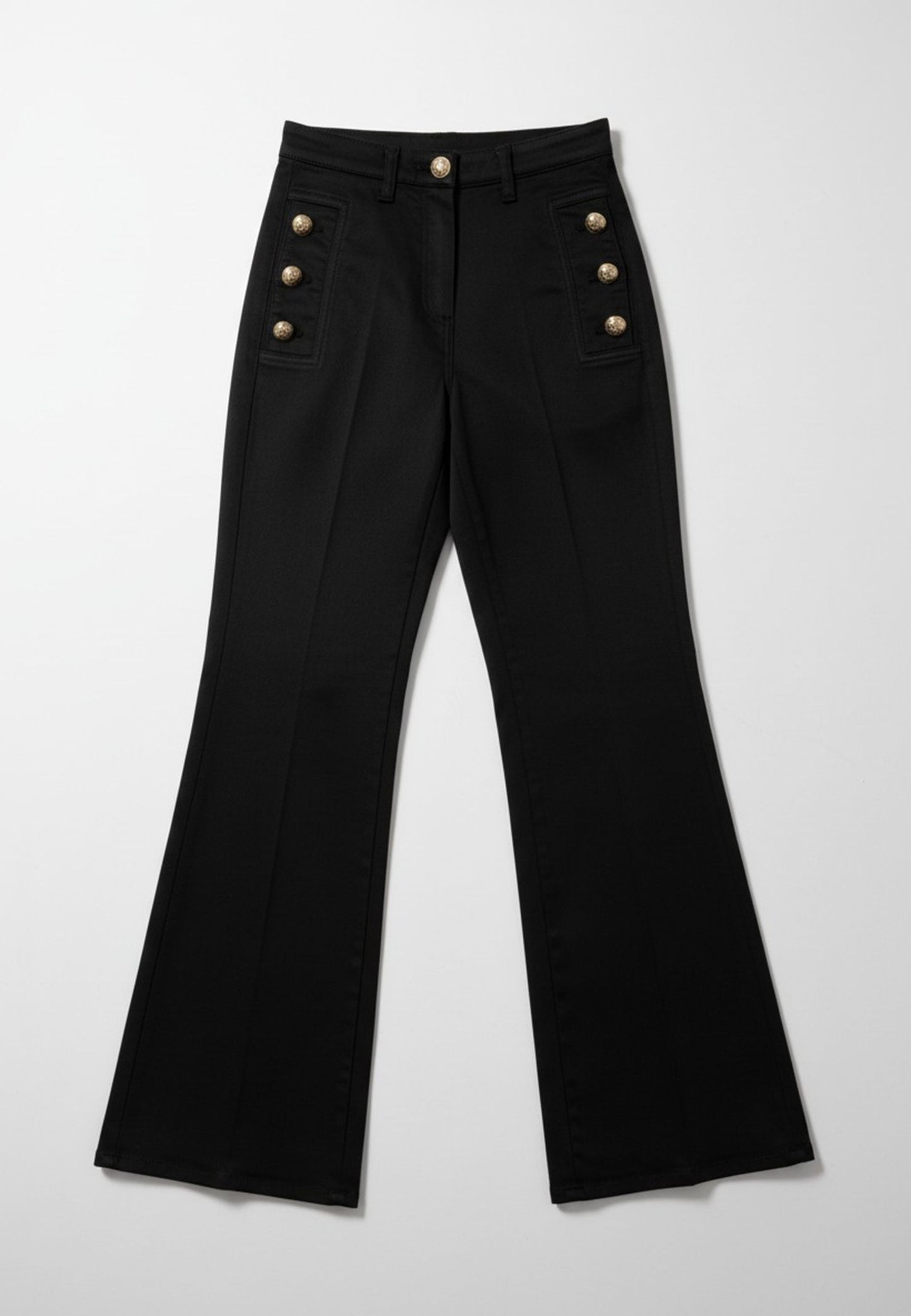MARYLEY - Pantalone Bottoni Oro Nero