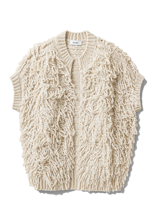 MOTEL - Gilet Frangia Ecru