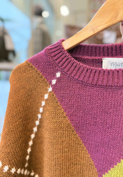 MOTEL - Pullover Rombi Fucsia Lime