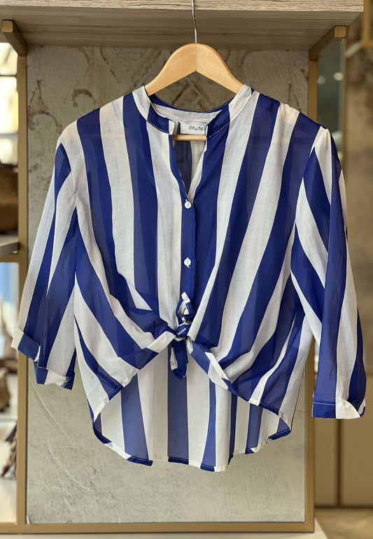 MOTEL - Camicia A Righe Blu Royal