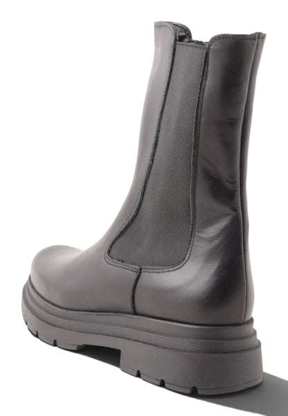 DIVINE FOLLIE - Stivaletto Chelsea In Vera Pelle Nero