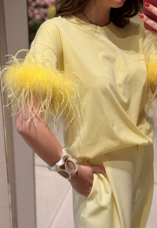 LE STREGHE - T-Shirt Piuma Giallo