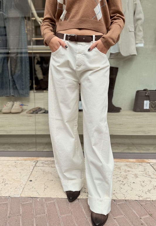 MOTEL - Jeans Wide Leg Bianco