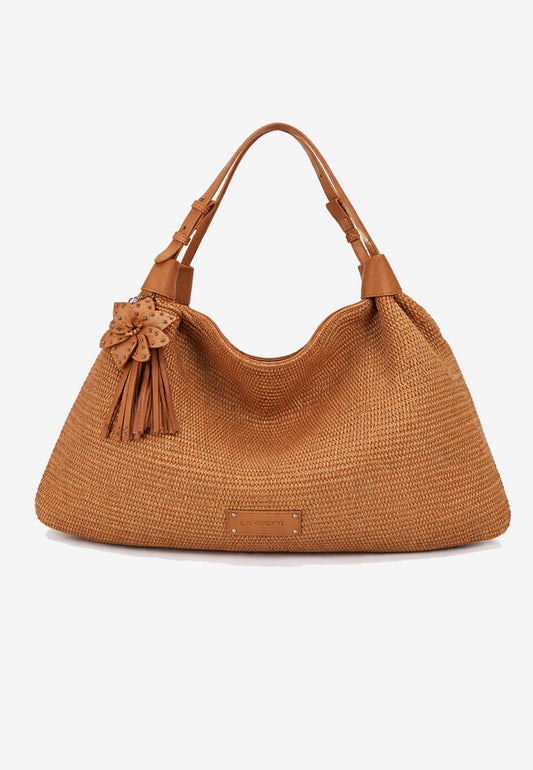 LA CARRIE - Shopping Bag Soft In Raffia Cuoio