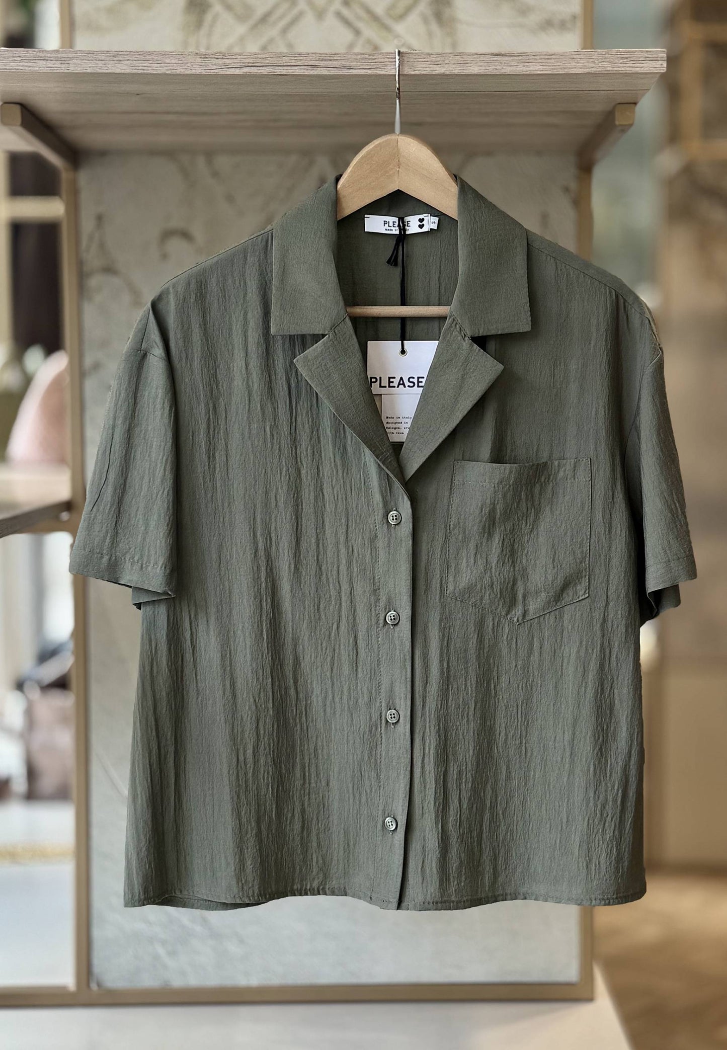 PLEASE - Camicia Crop Salvia