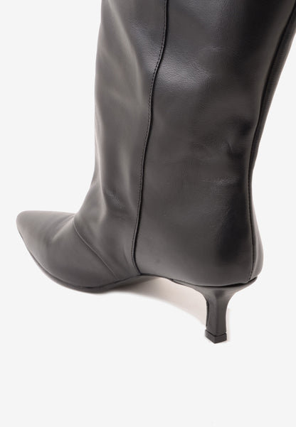 DIVINE FOLLIE - Stivale Alto Tacco Basso Nero