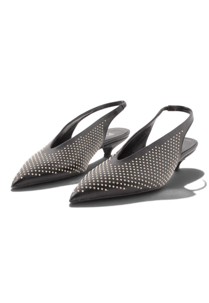 DIVINE FOLLIE - Slingback con Micro-Borchie e Tacco Kitten Nero