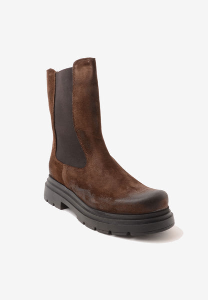 DIVINE FOLLIE - Stivale Bikers Camoscio Marrone