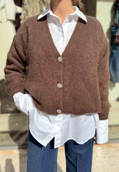 NUNZIA - Cardigan In Mohair Gioiello Moro