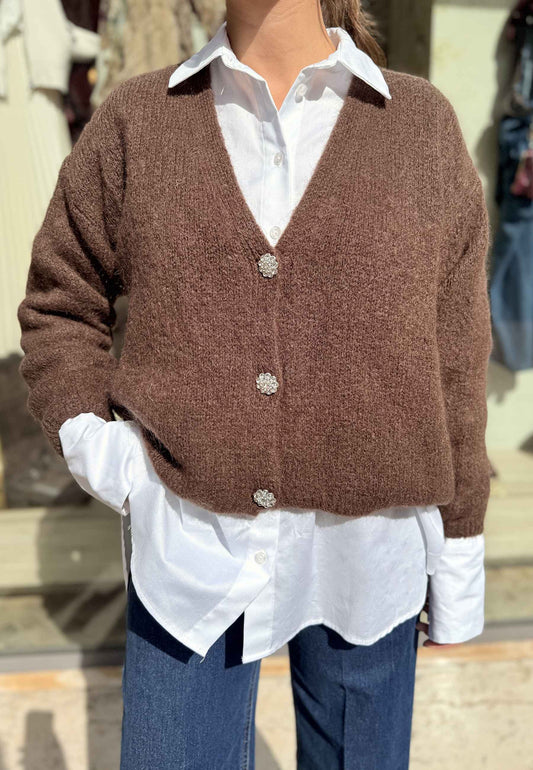 NUNZIA - Cardigan In Mohair Gioiello Moro