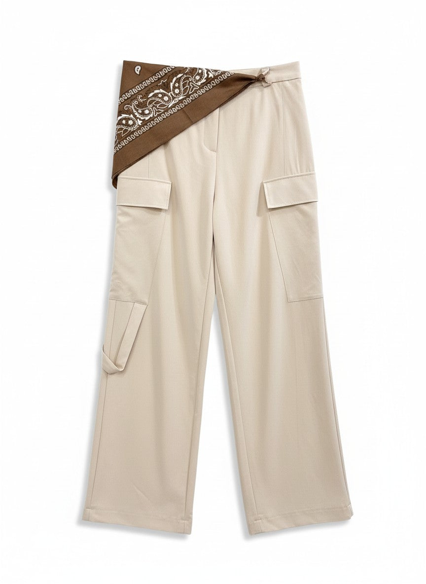 MARYLEY - Pantalone Cargo Bandana Beige