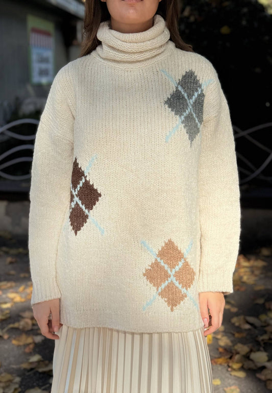 MOTEL - Maglione Over Dolcevita Panna