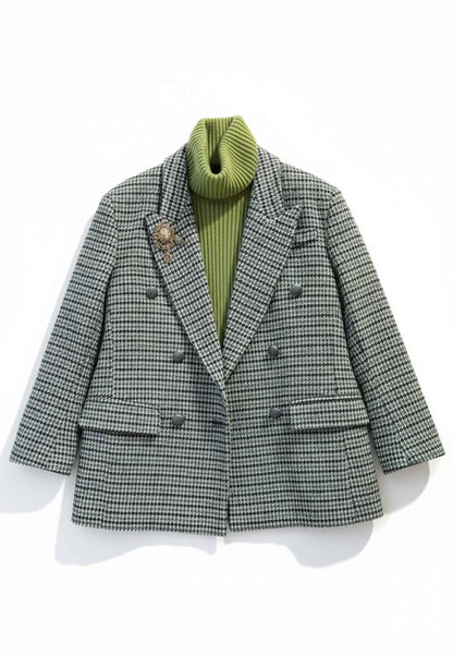 MOTEL - Blazer Pied De Poul E Spilla Verde Marrone