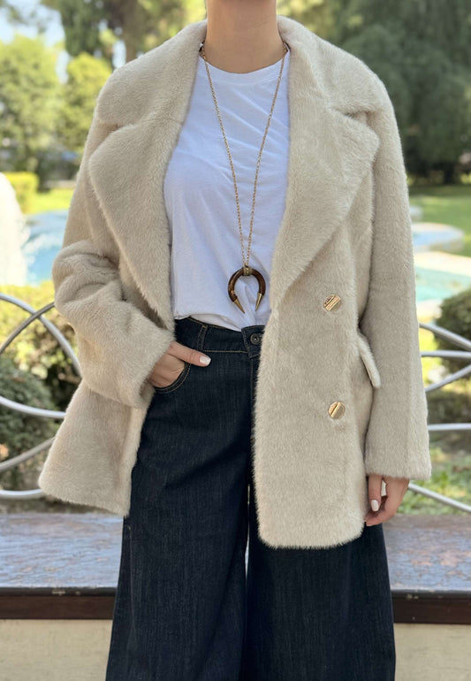 ALEX & MAX - Giacca In Ecopelliccia Beige