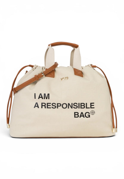 V73 - Shopping Bag Responsible Off White/Cuoio