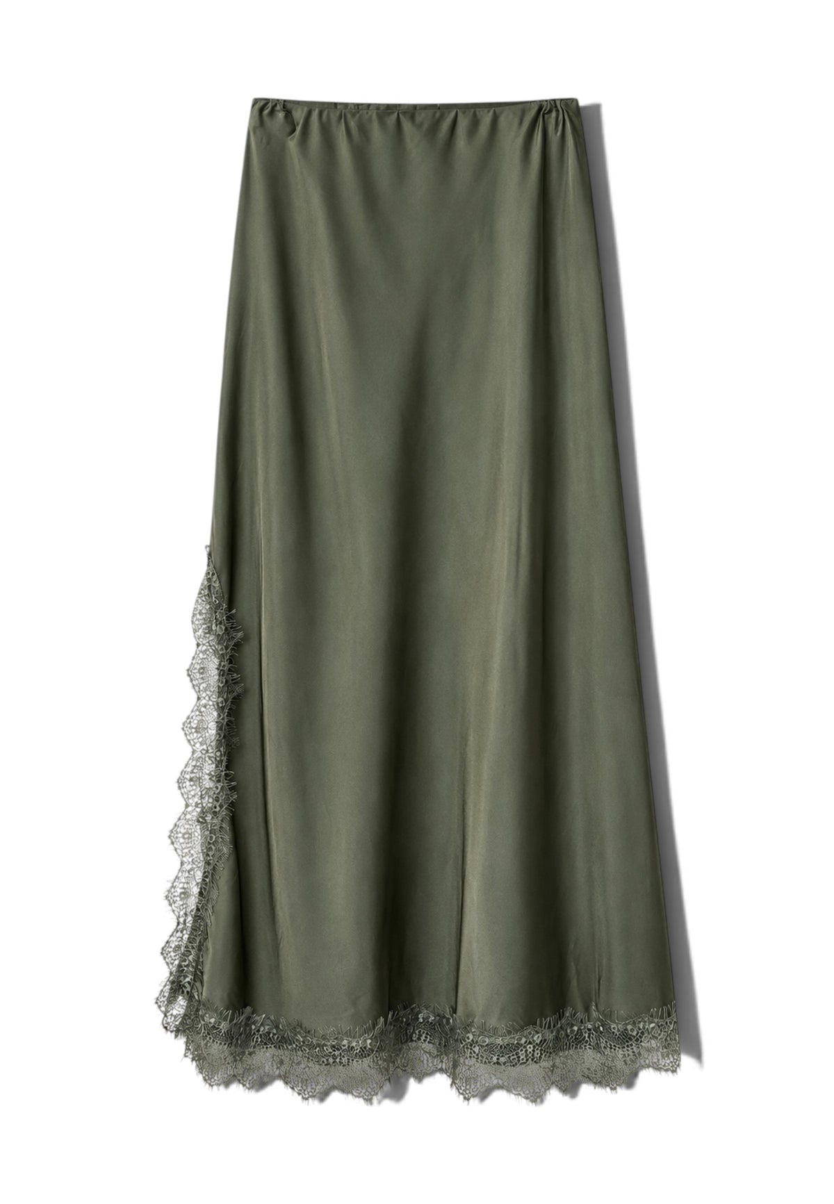 NUNZIA - Gonna Lunga Con Pizzo Verde Oliva