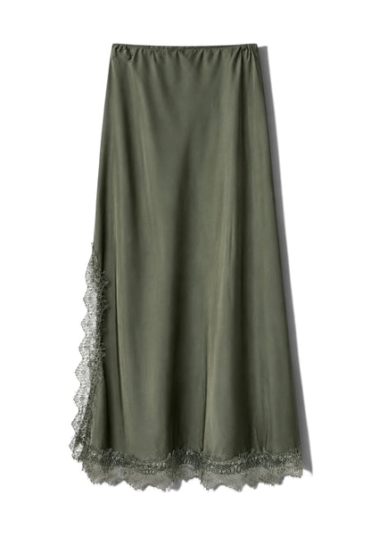 NUNZIA - Gonna Lunga Con Pizzo Verde Oliva