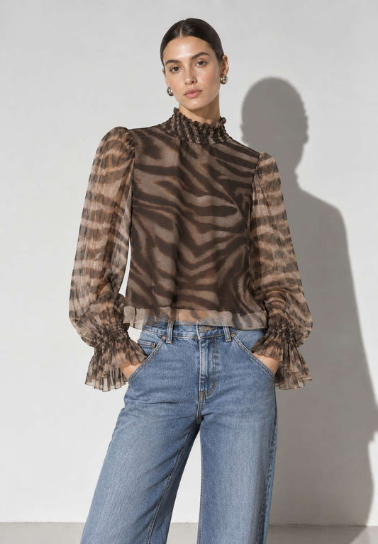 MOTEL - Maglia in Tulle Animalier