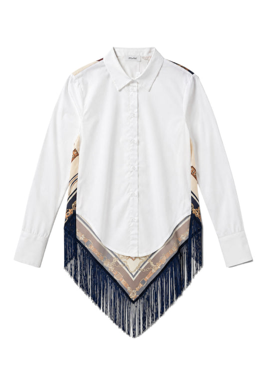MOTEL- Camicia Foulard Frange Blu