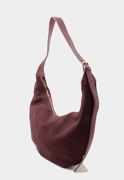 NUNZIA - Borsa Camoscio Grande A Spalla Burgundy