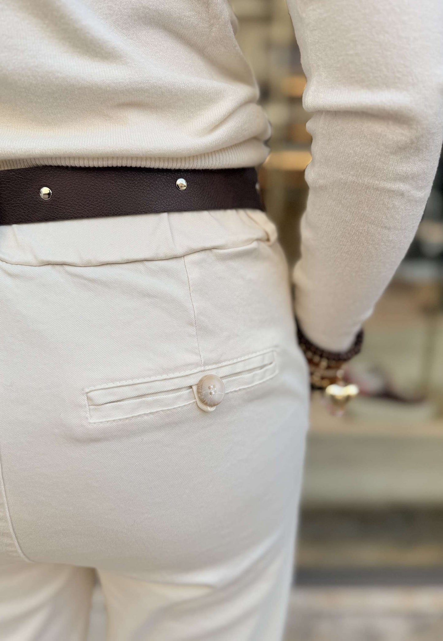MOTEL - Pantalone Carrot Fit Panna