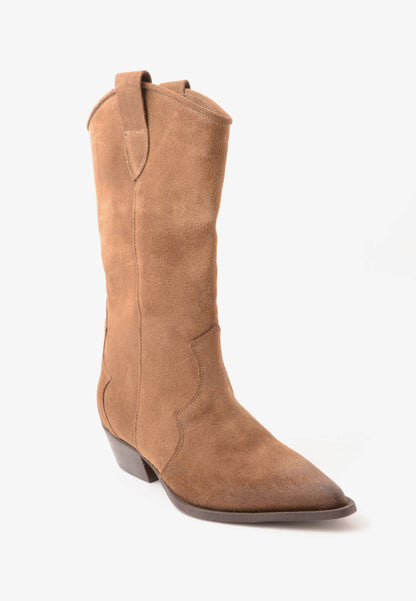 DIVINE FOLLIE - Stivale Texano Camoscio Taupe