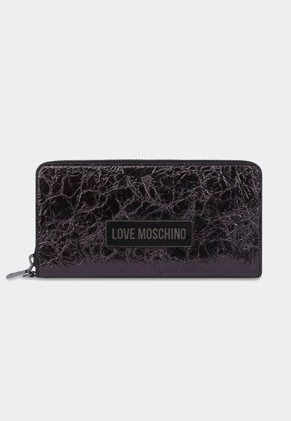 LOVE MOSCHINO - Large Black Laminated Wallet