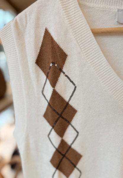 MOTEL - Gilet Rombi In Maglia Avorio