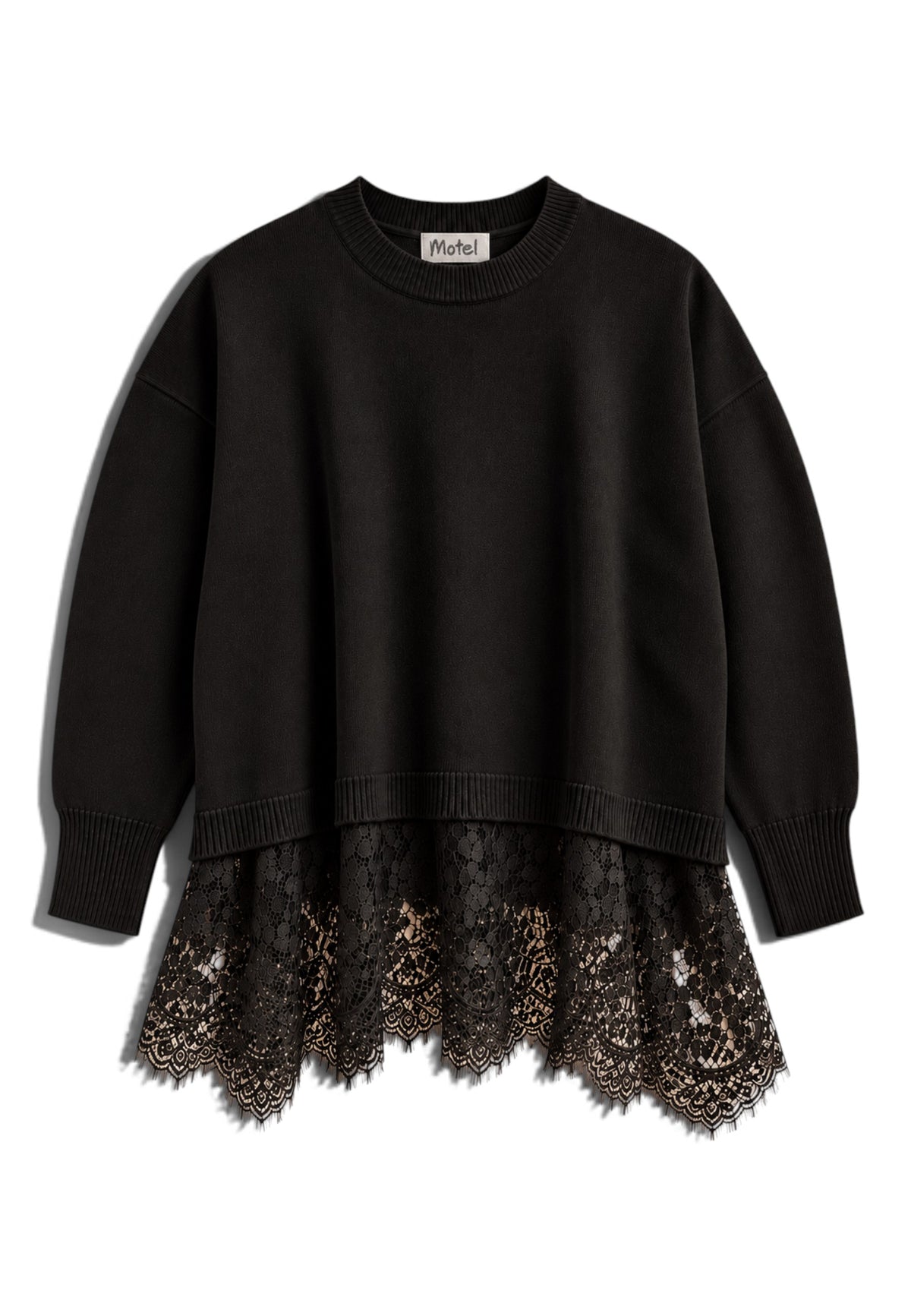 MOTEL - Maglione Con Bordo Pizzo Nero