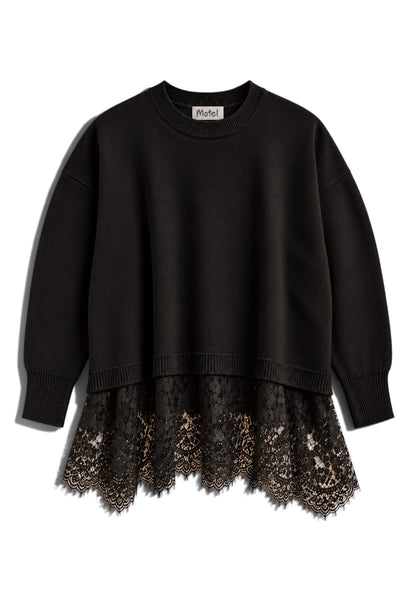 MOTEL - Maglione Con Bordo Pizzo Nero