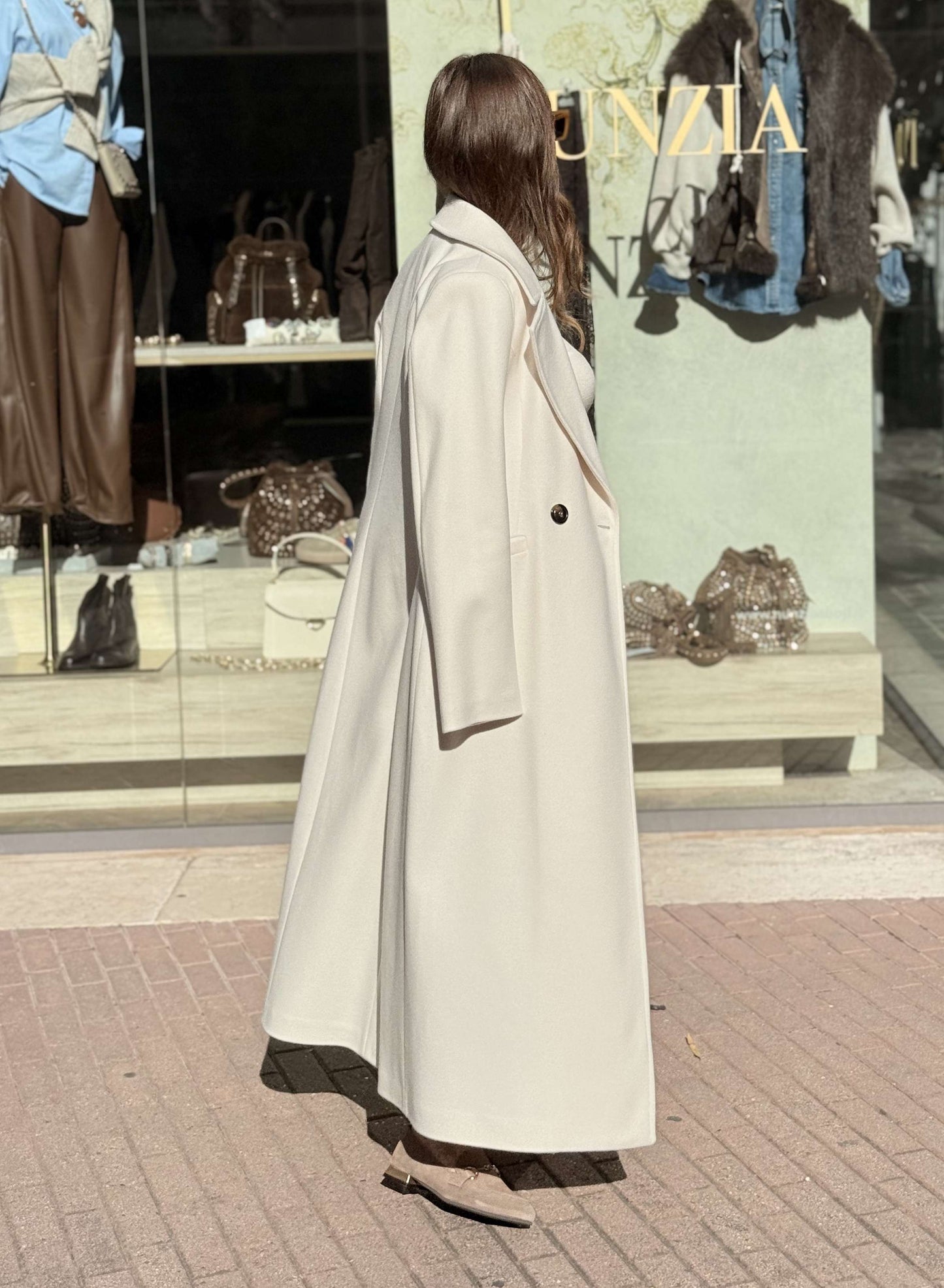 LE STREGHE - Cappotto Lungo Monopetto Latte
