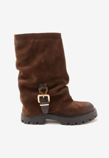 DIVINE FOLLIE - Stivale Risvolto Camoscio Tmoro