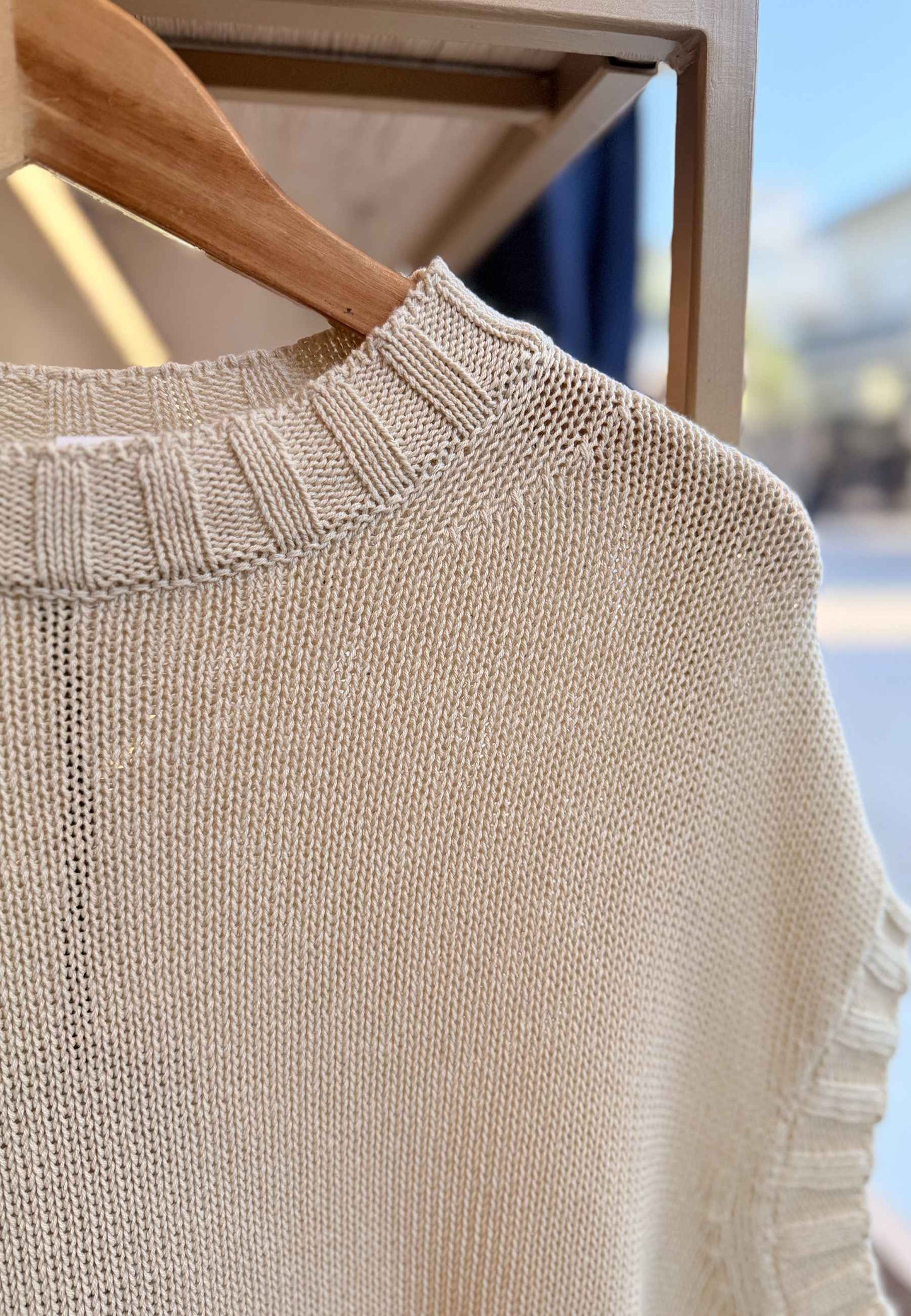 MARYLEY - Gilet In Maglia Con Pizzo Crema
