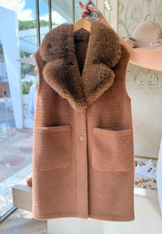 ALEX & MAX - Gilet Ecopelliccia Reverse Cammello