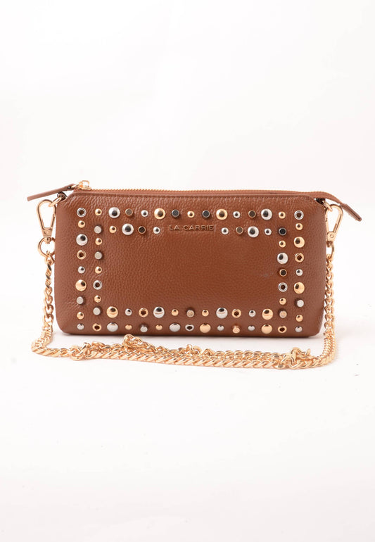 LA CARRIE - Pochette Portafoglio Explosion Vera Pelle Cuoio
