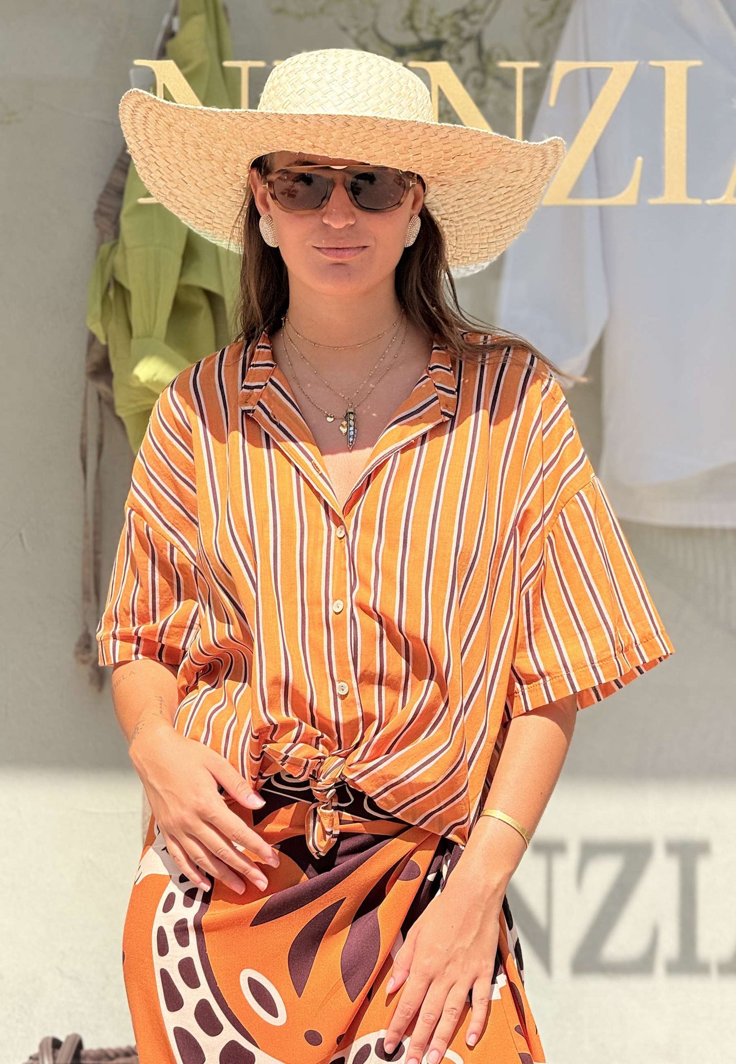 MOTEL - Camicia A Righe Arancione