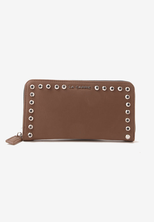 LA CARRIE - Portafoglio Zip Around Dark Nylon Mocha