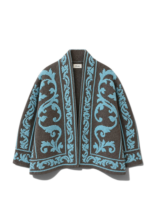 MOTEL - Cardigan Damascato Azzurro