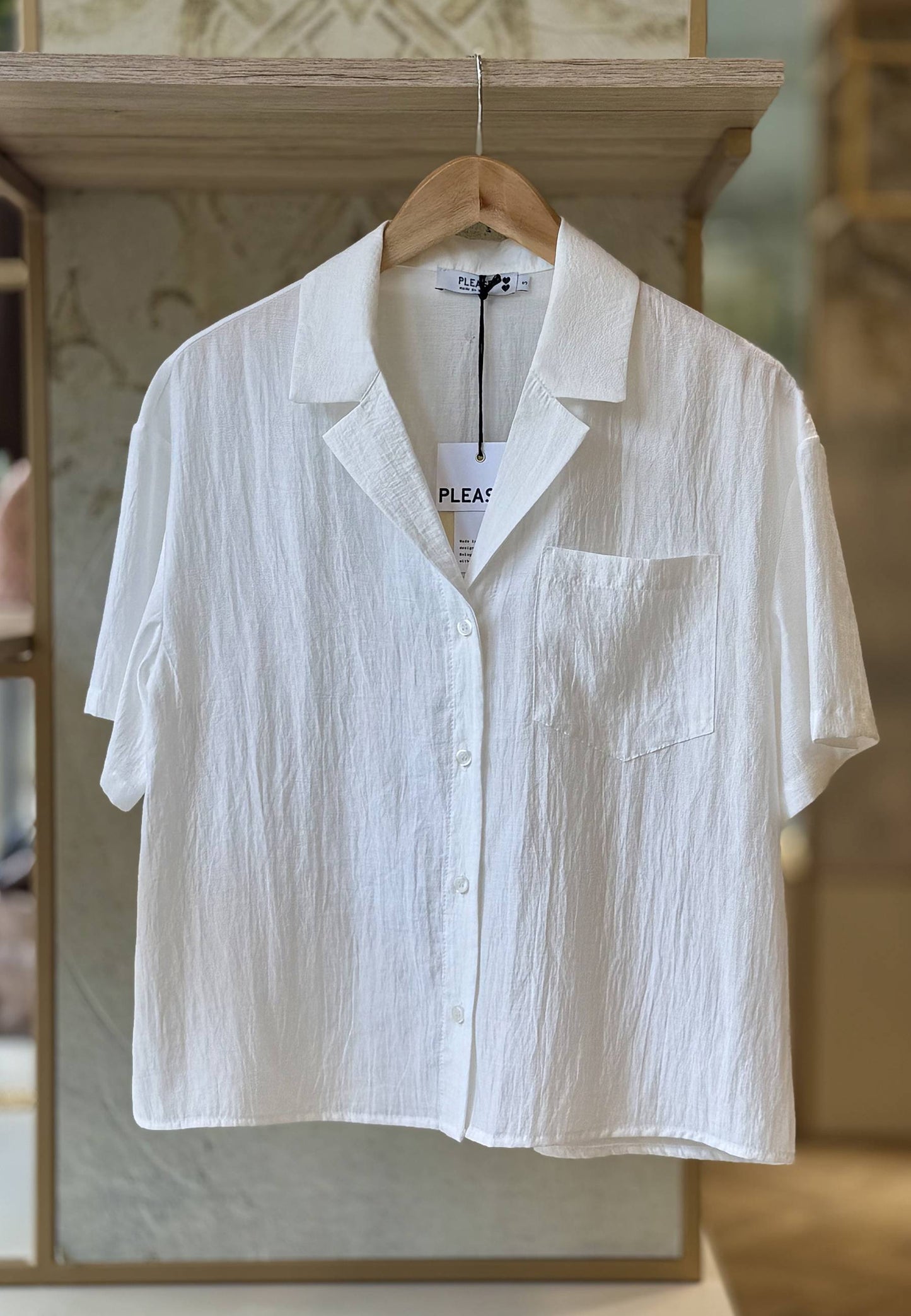 PLEASE - Camicia Crop Bianco Seta