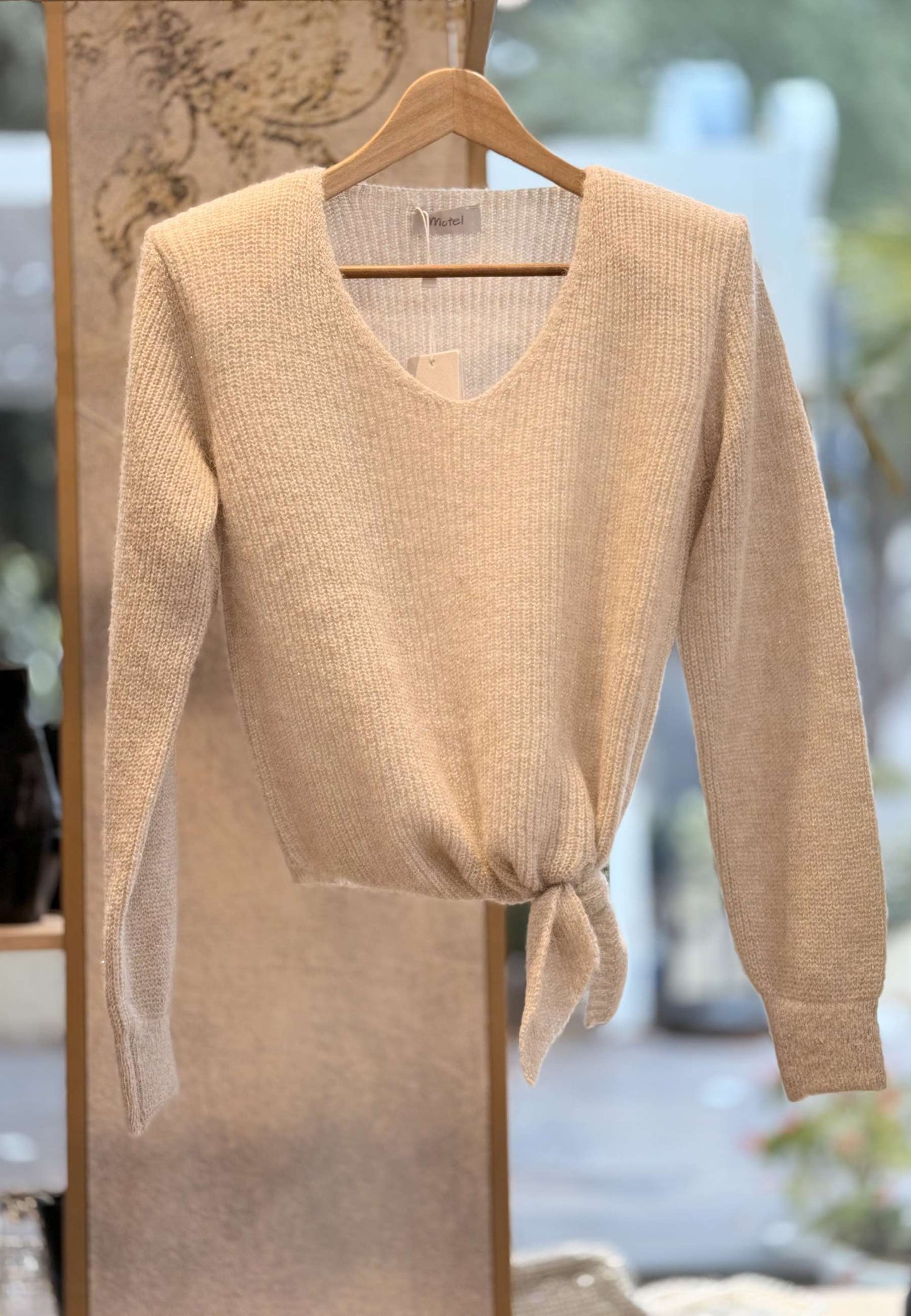 MOTEL - Maglioncino Nodo Lurex Avorio